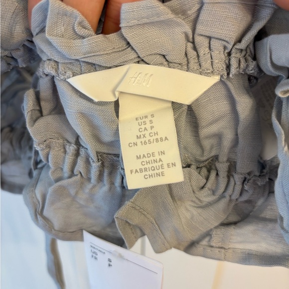 NWT! Blue Ruffled Linen Bandeau Top - Picture 3 of 4